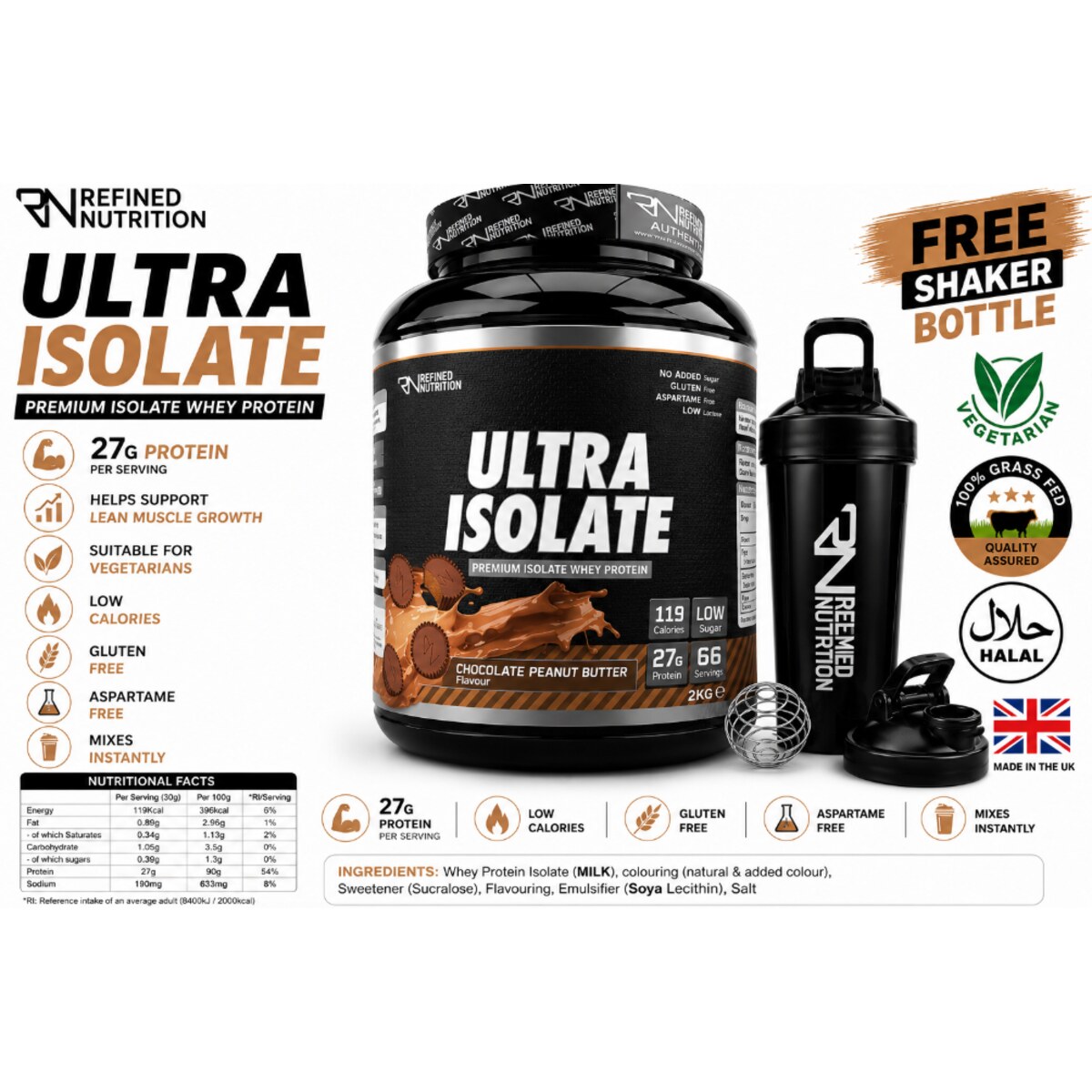 REFINED NUTRITION ULTRA ISOLATE 2KG 66SERVINGS 🎁 FREE SHAKER INCLUDED 🎁 — изображение 8