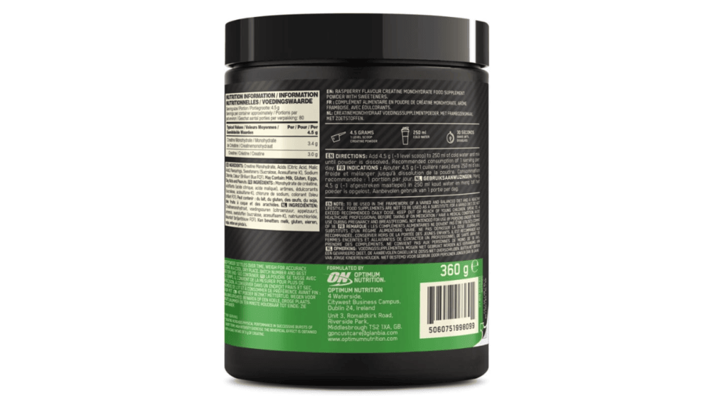 OPTIMUM NUTRITION MICRONISED CREATINE POWDER BLUE RASPBERRY - 360G (80 SERVINGS) - Image 2